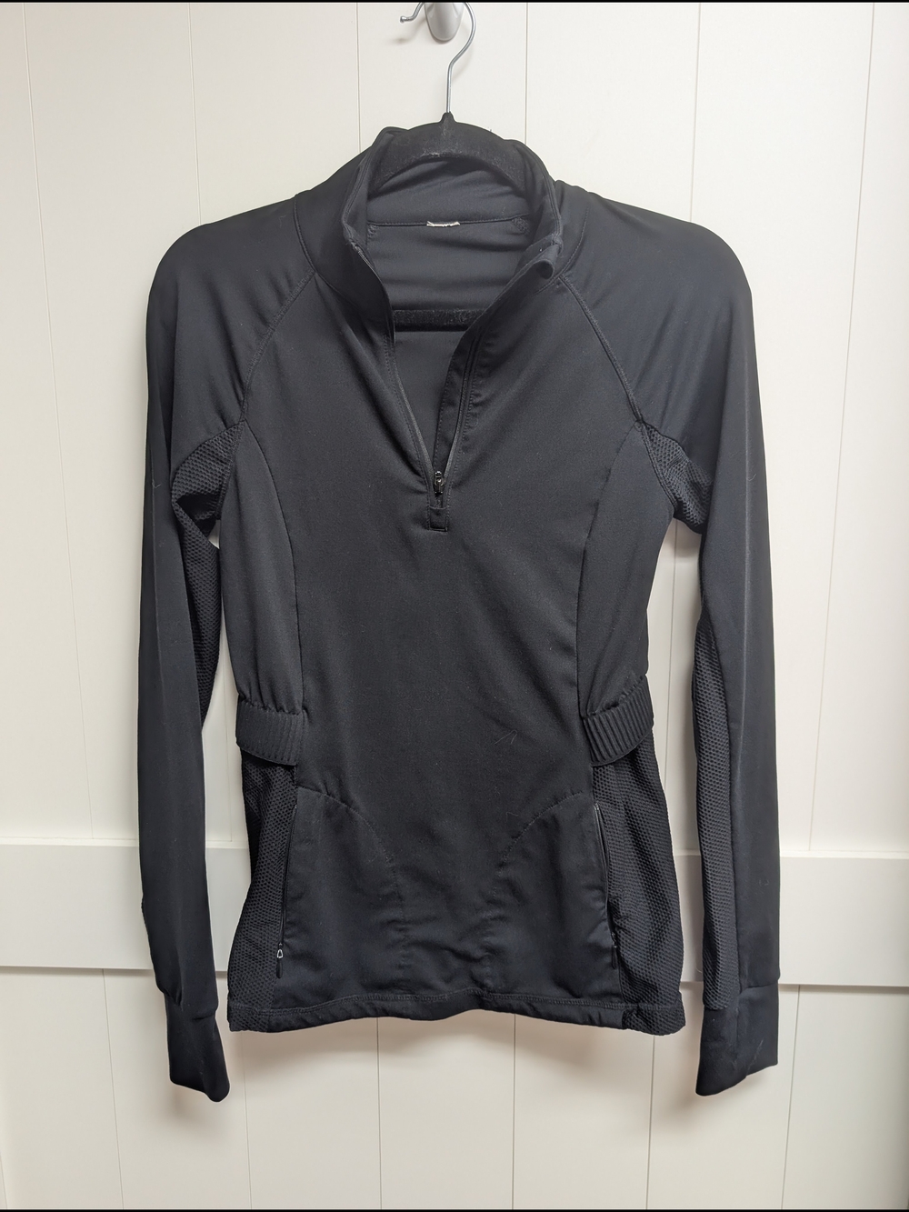 Fabletics Black Long-Sleeve Half-Zip Pullover Top, small